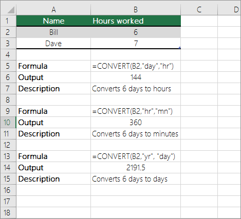 Example: Convert between time units.