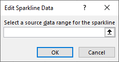 Screenshot that shows to enter a source data range in the Edit Sparkline Data dialog box.
