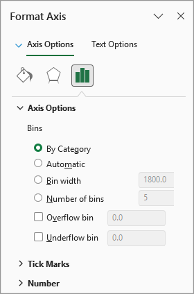 Screenshot that shows Format Axis task pane.