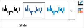 Screenshot that shows the styles on the Design tab of the Sparkline Tools.