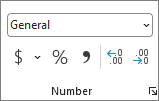 Screenshot that shows an Excel Ribbon.