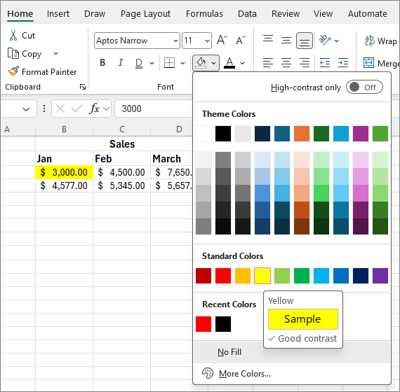 Screenshot of pick another fill color.