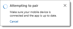 Screenshot of the alert message that appears when you attempt to pair to the Mobile mic on the Dragon Copilot mobile app.