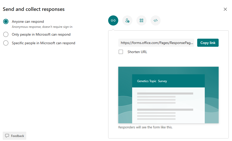 Screenshot of collecting responses.