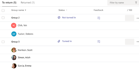 Screenshots of grades to return.