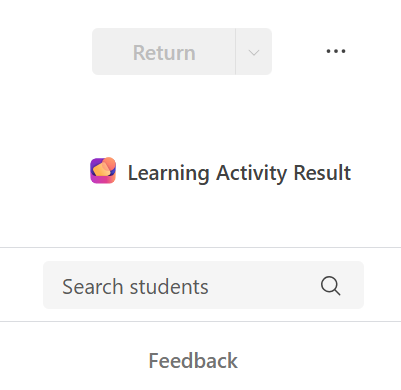 Screenshot of learning activity result.