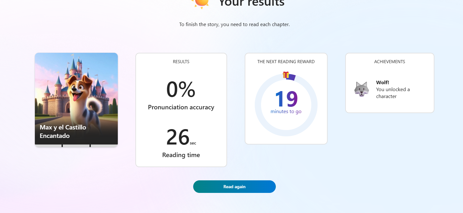 Screenshot of word practice results.