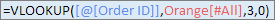 Screenshot of a completed VLOOKUP formula with values replaced.
