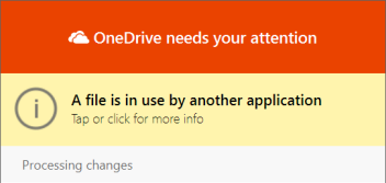 OneDrive file in use dialog