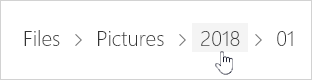 OneDrive folder view showing a folder's contents before navigating up to select the whole folder