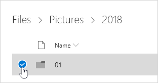 OneDrive parent directory with the whole folder selected ready to be deleted