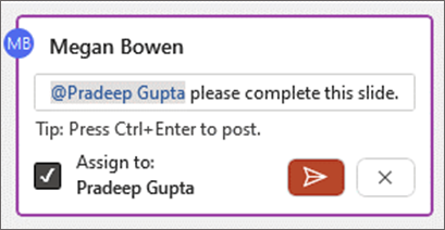 Screenshot showing how to Assign to check box in body of the comment.