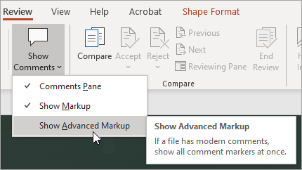 Screenshot showing Advanced Markup