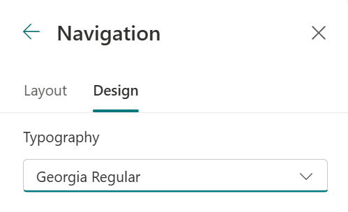 Site navigation Typography section in Change the look with font package list for navigation link text