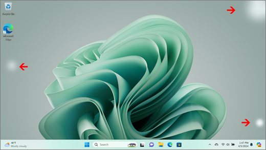 Shows bright white spots on a Surface screen.