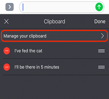 Screenshot of the Manage your clipboard.