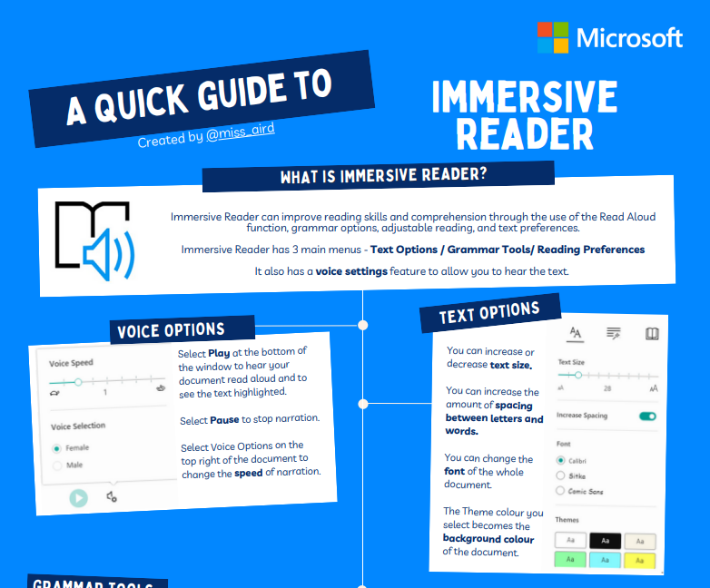 Screenshot of immersive reader