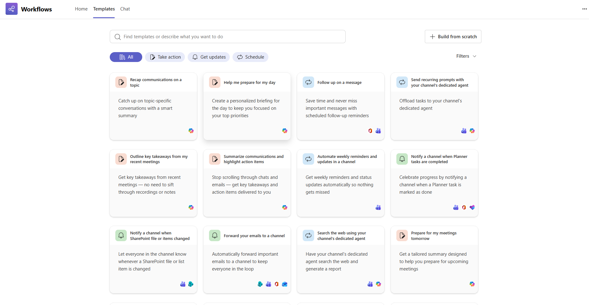 Select a template to create a new workflow