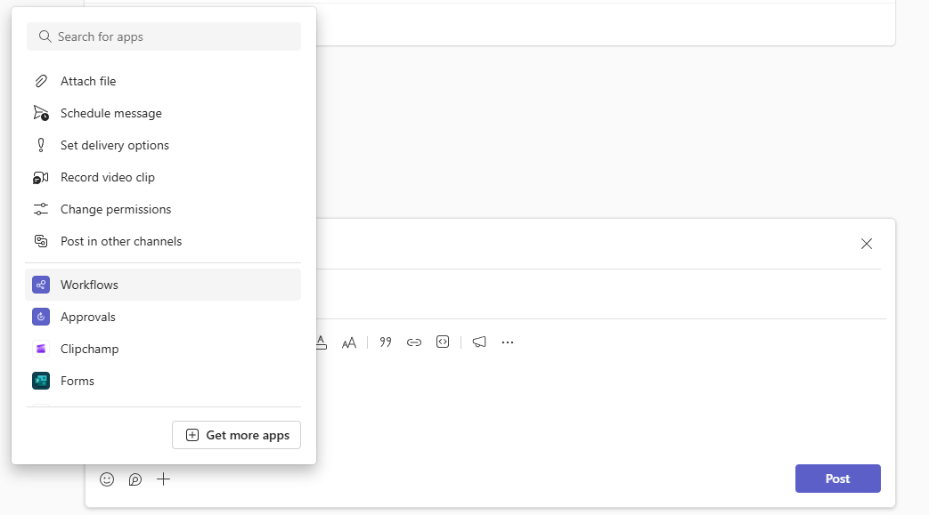 Message extension Workflows