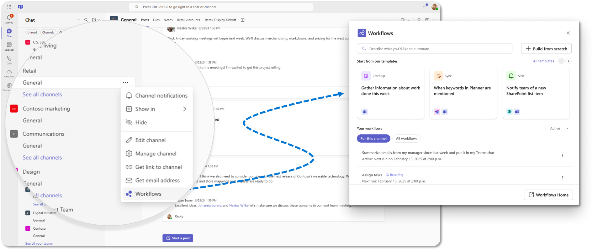 Open Workflows from Chat and Channel