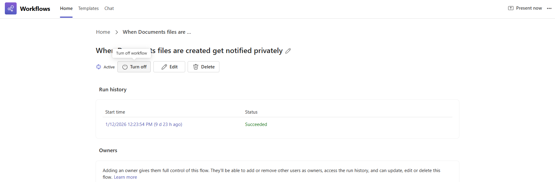 Turn on or off workflow within details page